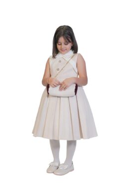 100 - Alcantara Kürk Çocuk (Mont - Elbise - Çanta)  Set Bordo - Görsel 7