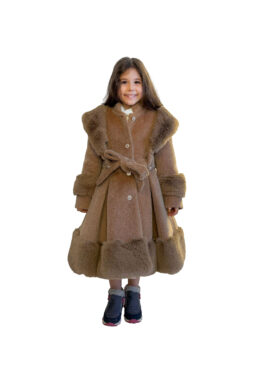 Stella Queen Alcantara Kürk Kız Çocuk Montu Camel